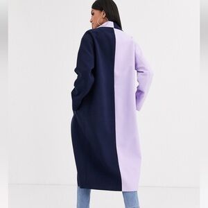 Two-Tone Coat in Navy and Lavender